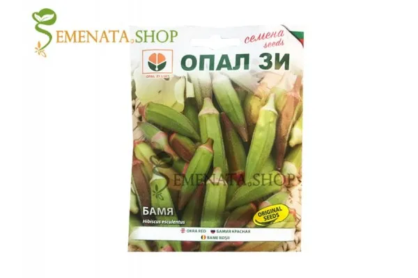 Семена на бамя с червени връхчета представена от Севън Сийдс